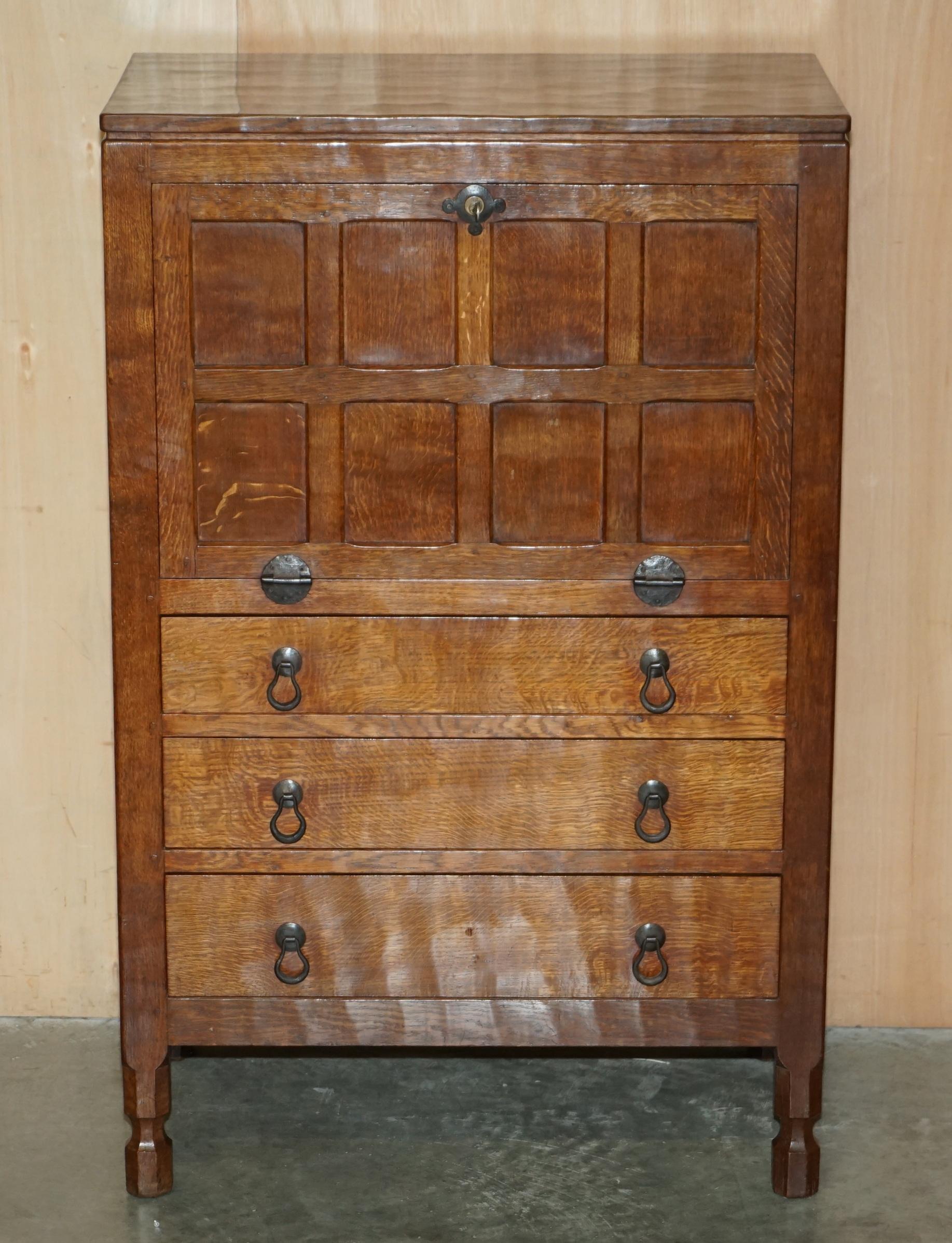 COLLECTABLE 1940's ROBERT MOUSEMAN THOMPSON BUREAU DESK DRAWERS ORIGINAL RECEIPT im Zustand „Gut“ im Angebot in West Sussex, Pulborough