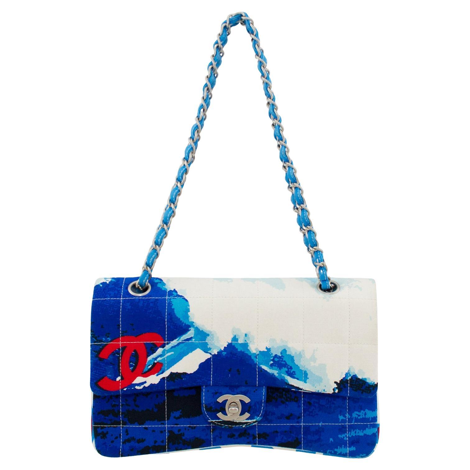 Collectable 2002 Chanel Surf Line Canvas 2.55 Flap Bag