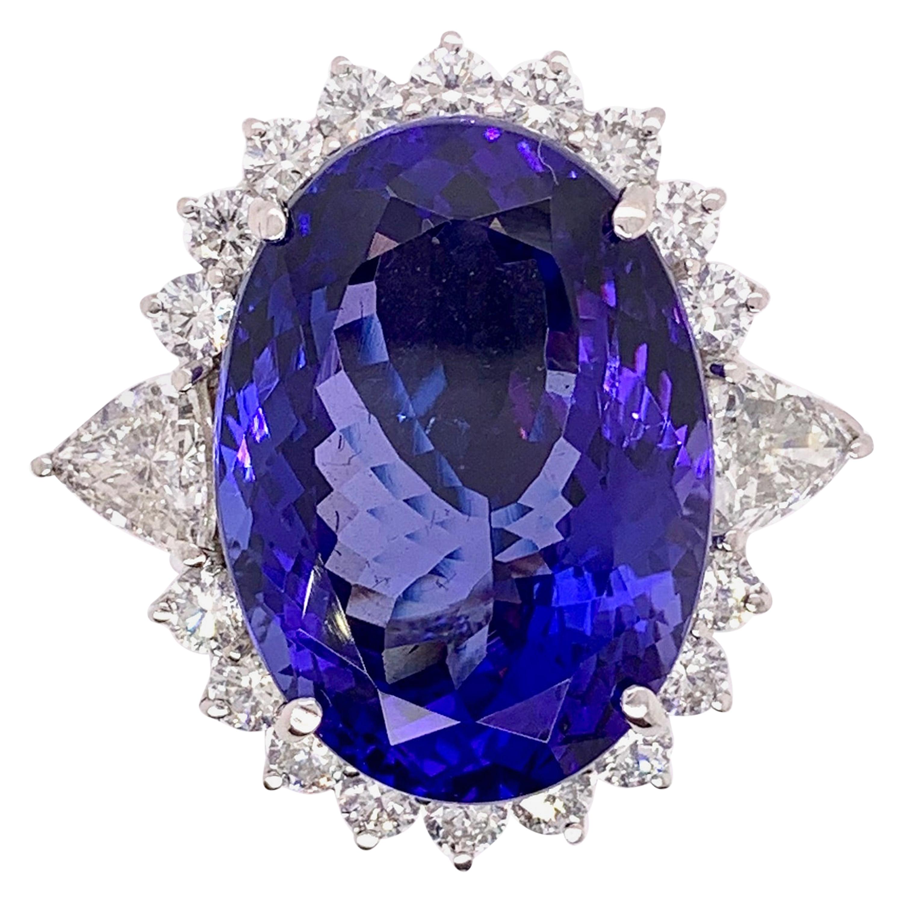 Stunning 2.96 Carat Tanzanite 1.50 Carat Diamond Ring For Sale at 1stDibs