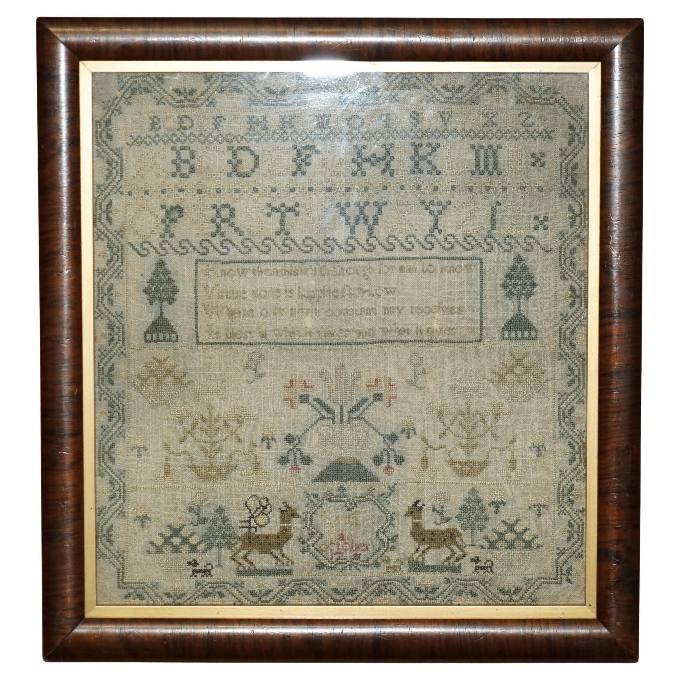 COLLECTABLE ANTIQUE ANTIQUE 1791 GEORGE III NEEDLEWORK SAMPLER ORiGINAL STAMPED