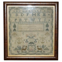 COLLECTABLE Antique ANTIQUE 1791 GEORGE III NEEDLEWORK SAMPLER ORiGINAL STAMPED