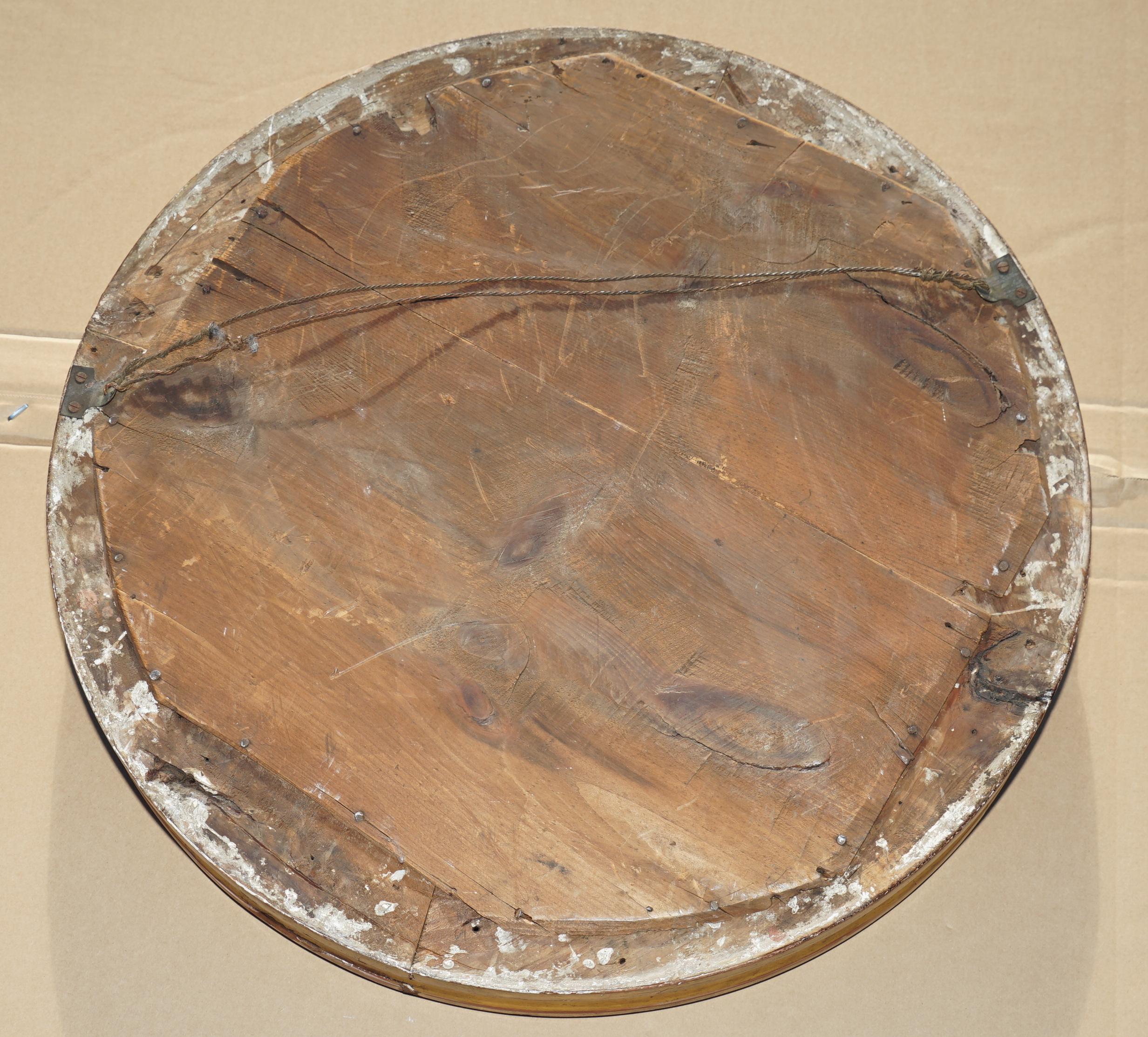 COLLECTABLE ANTIQUE REGENCY CIR 1815 GiLTWOOD FRAMED CONVEX BUTLERS WALL MIRROR For Sale 1