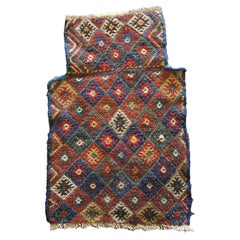 Collectable Antique Salt Bag, Handwoven Oriental Geometric Salt Bag Rug
