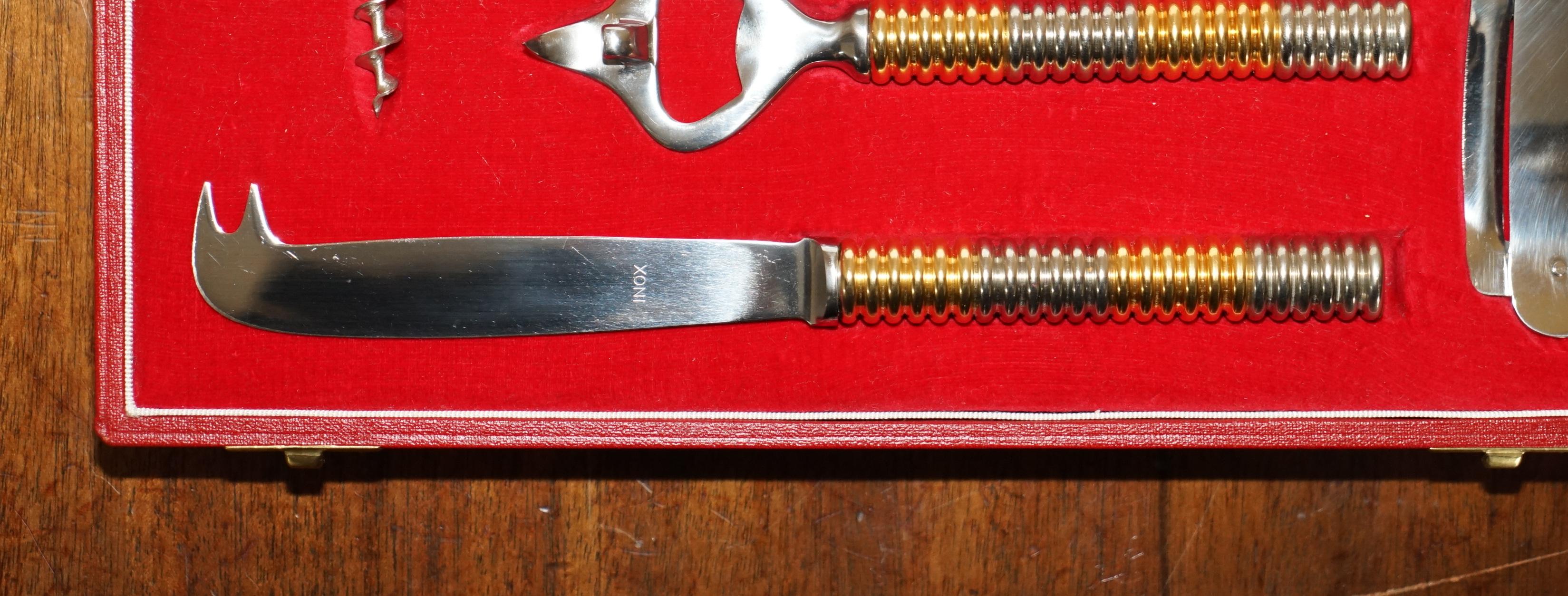 Collectable Asprey London Antique Art Deco Cheese Wine & Nut Cutlery Tool Set 6
