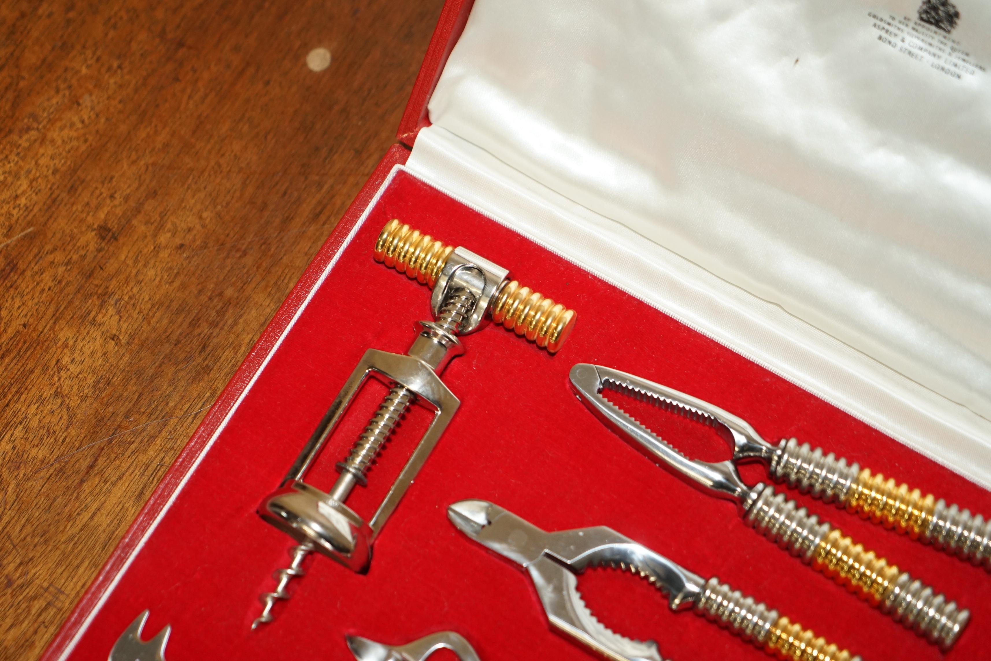 Collectable Asprey London Antique Art Deco Cheese Wine & Nut Cutlery Tool Set 9