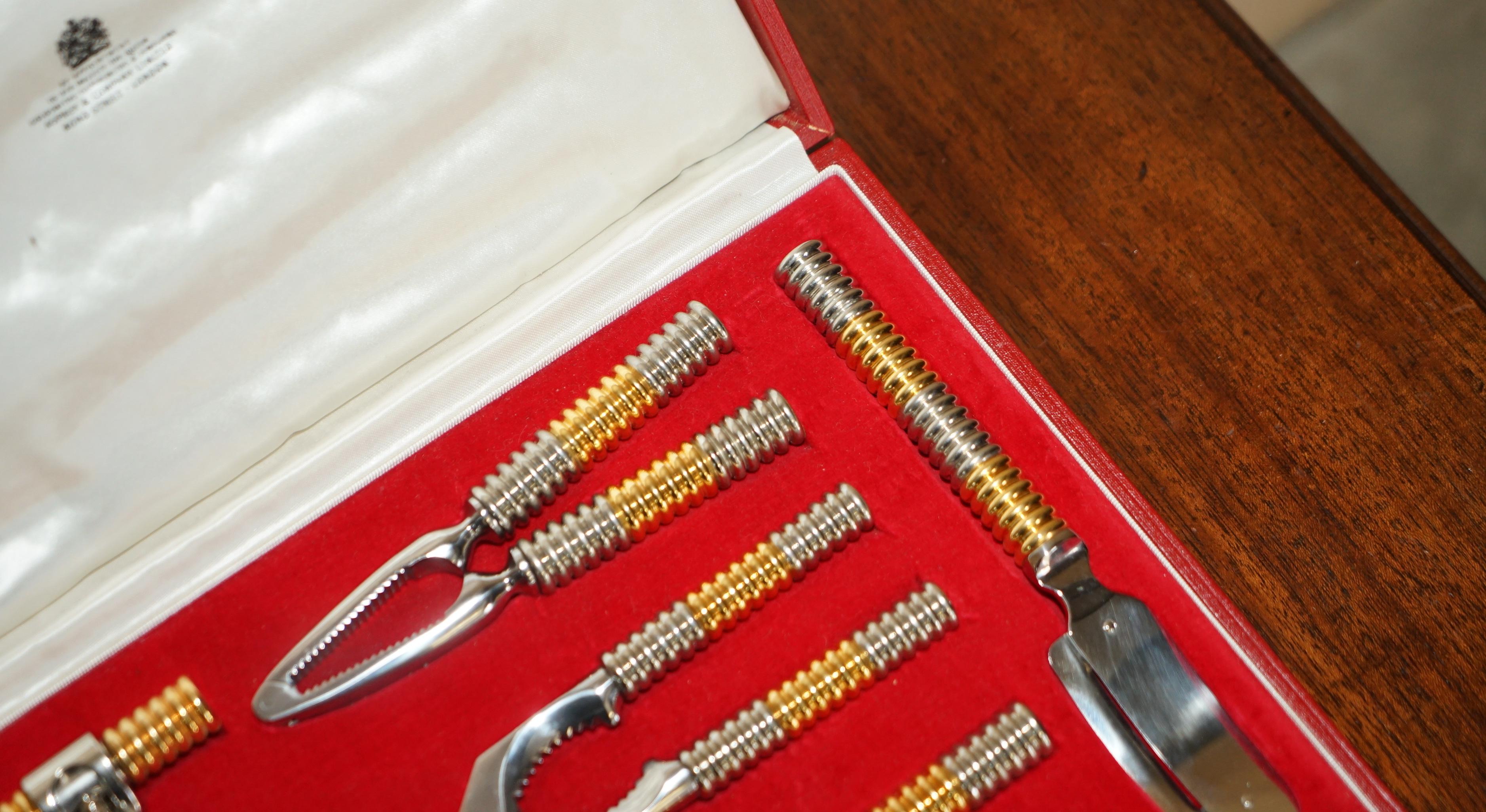 Collectable Asprey London Antique Art Deco Cheese Wine & Nut Cutlery Tool Set 10