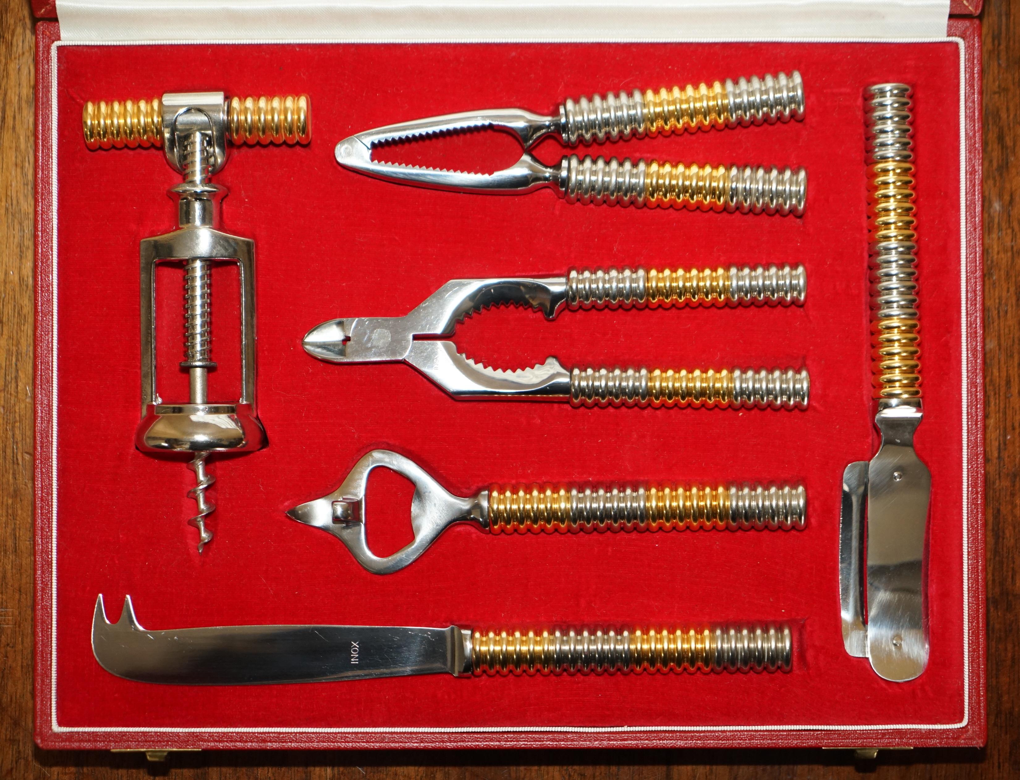 Collectable Asprey London Antique Art Deco Cheese Wine & Nut Cutlery Tool Set 1
