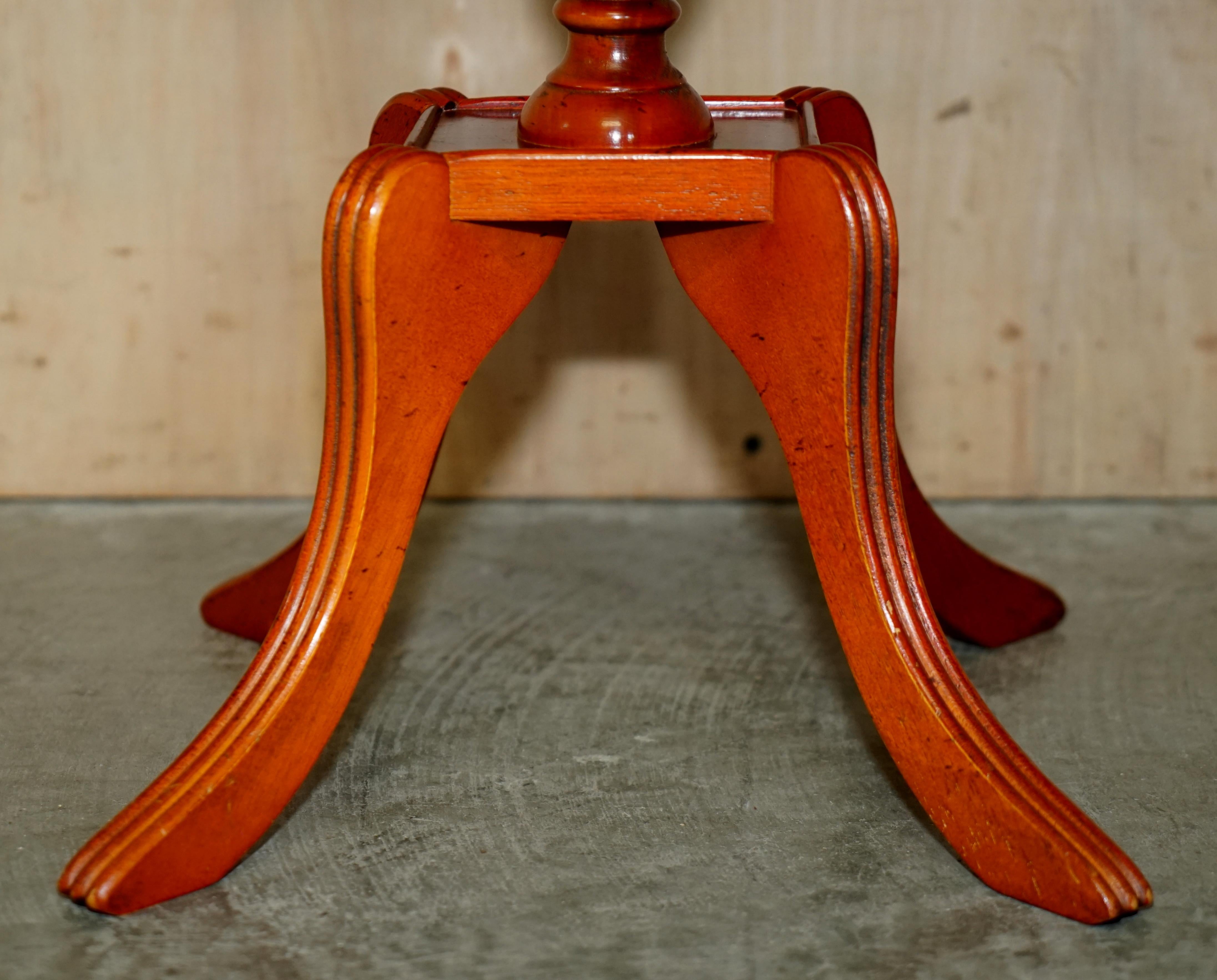 Hand-Crafted Collectable Decorative Burr Yew Wood Side End Lamp Table with Gallery Rail For Sale