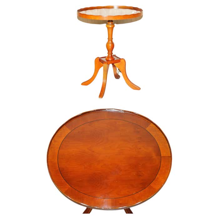 Collectable Decorative Burr Yew Wood Side End Lamp Table with Gallery ...