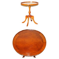 Collectable Decorative Burr Yew Wood Side End Lamp Table with Gallery Rail
