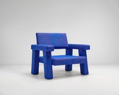 Collectable design Armchair Mohs by Bogaerts in exclusive Byborre blue fabric
