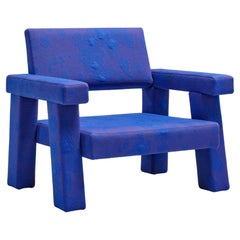 Collectable design Armchair Mohs by Bogaerts in exclusive Byborre blue fabric