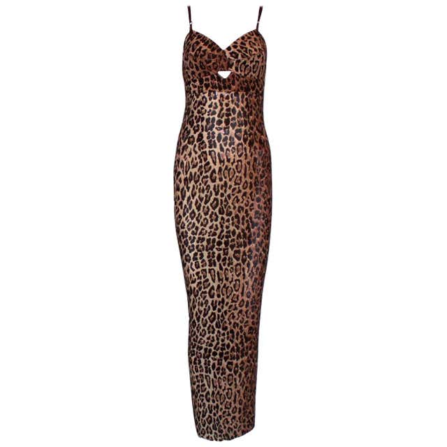 Collectable Dolce and Gabbana Vintage Cheetah Leopard Print Maxi Dress ...