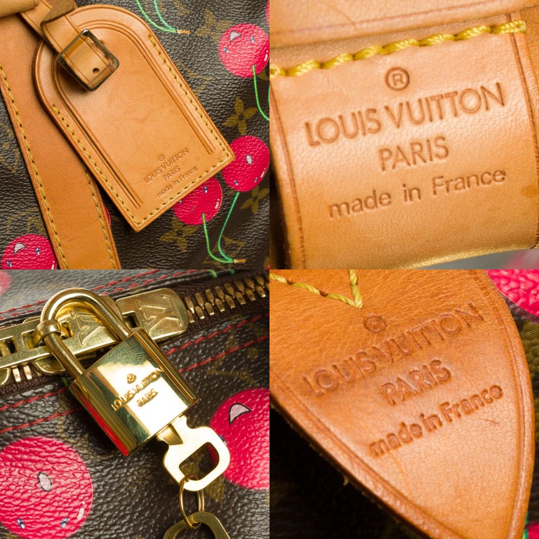 Collectable Louis Vuitton 45 Murakami Cherry travel bag in brown canvas  at 1stDibs