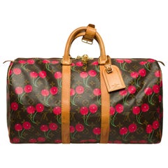 Collectable Louis Vuitton 45 Murakami "Cherry" travel bag  in brown canvas