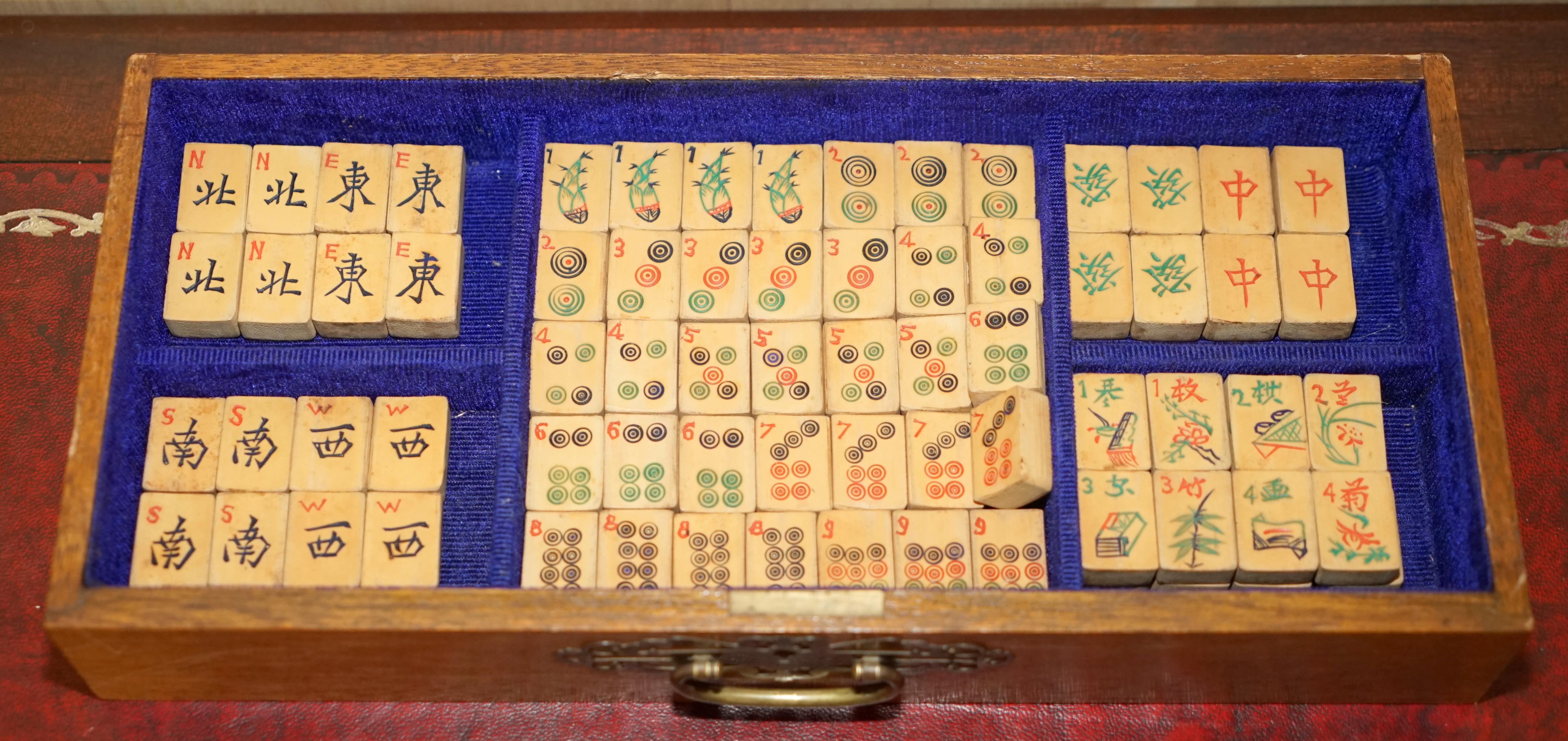 COLLECTABLE ORIGINAL ANTiQUE CHINESE CIRCA 1880 MAHJONG SET INCLUDING COUNTERS 2