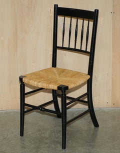 COLLECTABLE PAIR OF ANTIQUE WILLIAM MORRIS SUSSEX SiDE CHAIRS SEEN IN V&A MUSEUM