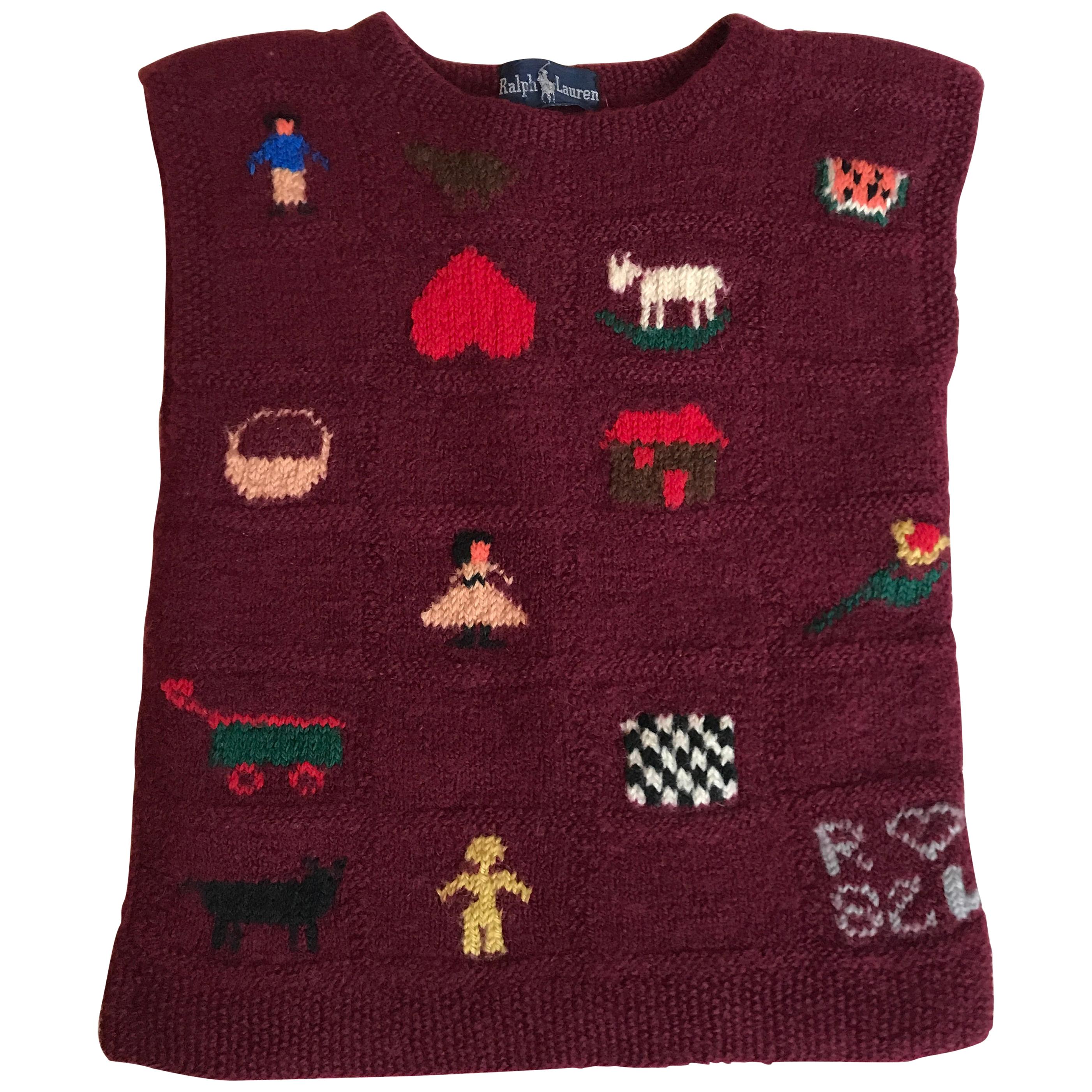 Collectable Ralph Lauren Hand Knitted "American Sampler" Sweater from 1982 For Sale