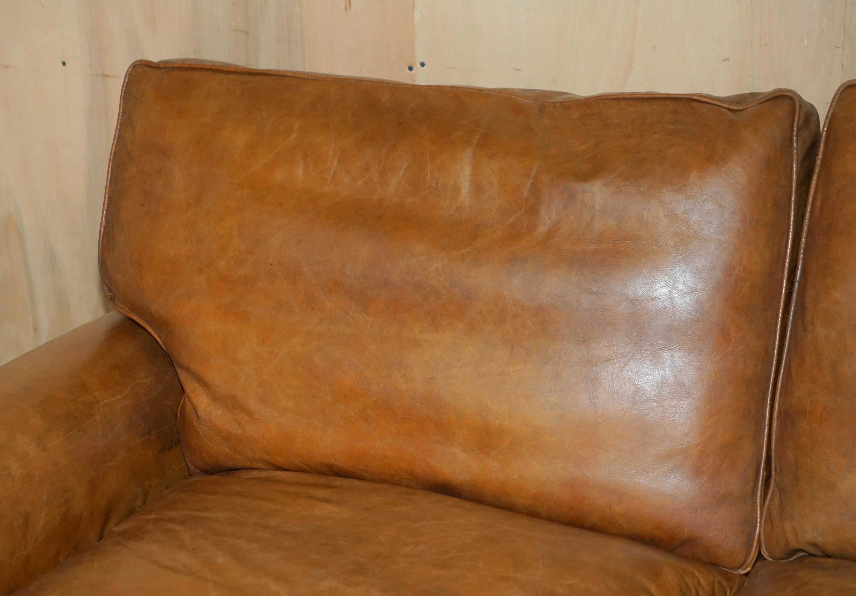 COLLECTABLE TIMOTHY OULTON DESIGNER HERiTAGE BROWN LEATHER BALMORAL SOFA (Englisch) im Angebot