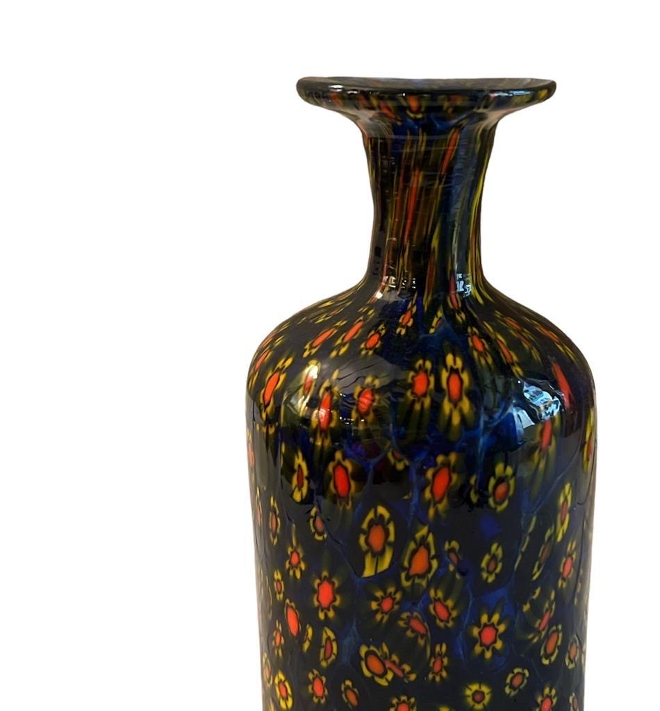 Hand-Crafted Collectable vintage Fratelli Toso Murano Murrine Millefiori, Art Glass Vase
