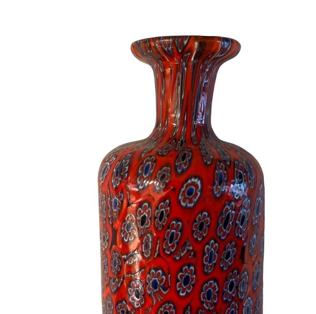 Hand-Crafted Collectable vintage Fratelli Toso Murano Murrine Millefiori, Art Glass Vase For Sale