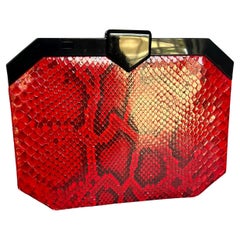 Isabel Canovas - Sac à main de collection en peau de serpent rouge des années 80.