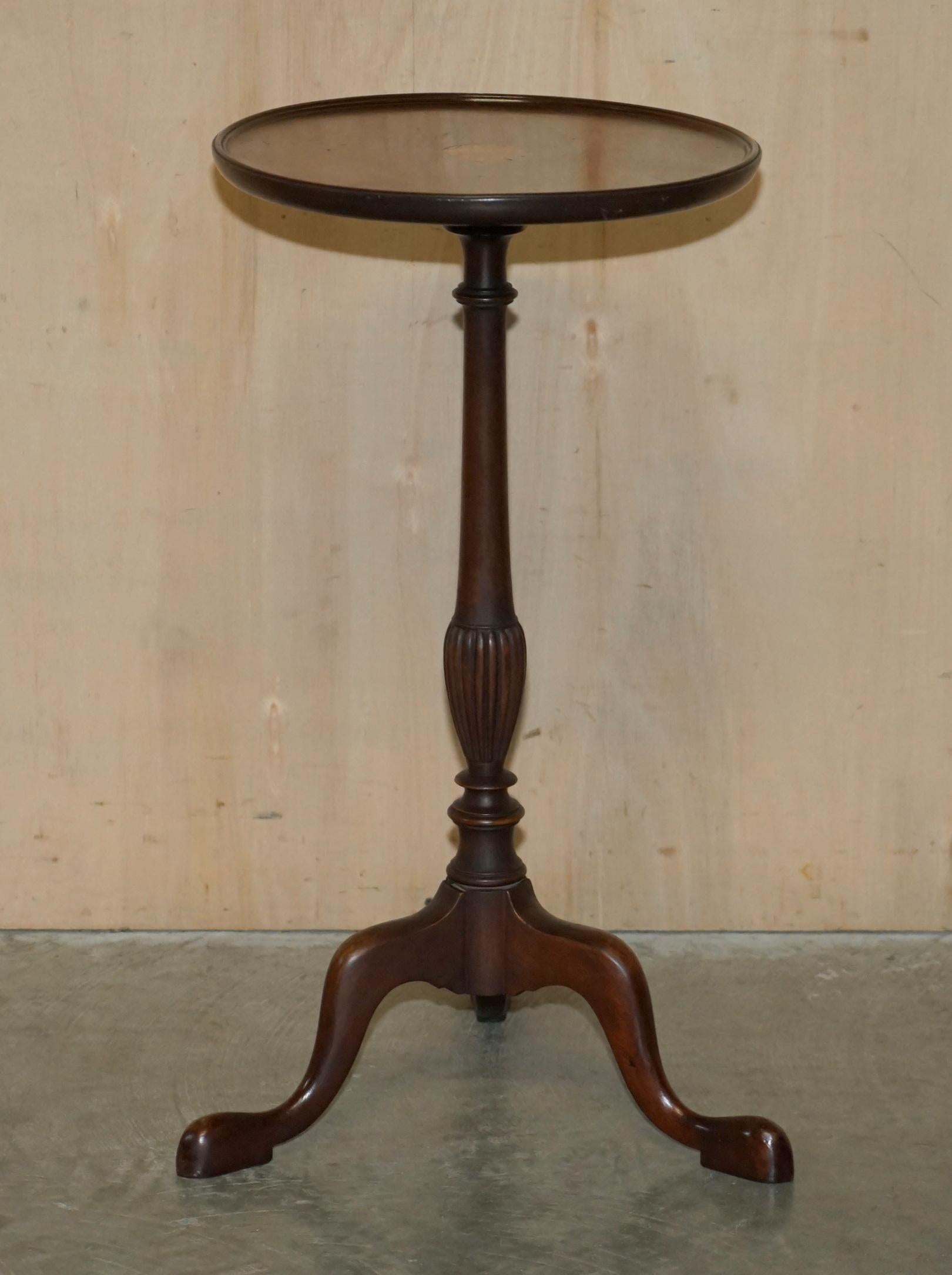 English Collectable Vintage Sheraton Revival Hardwood Tripod Side End Lamp Wine Table For Sale