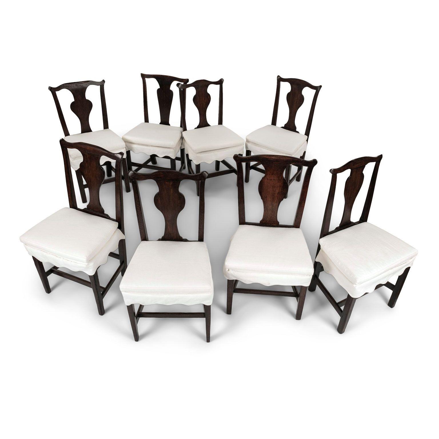 Collected Set of Eight Georgian Dining Chairs In Fair Condition For Sale In Houston, TX