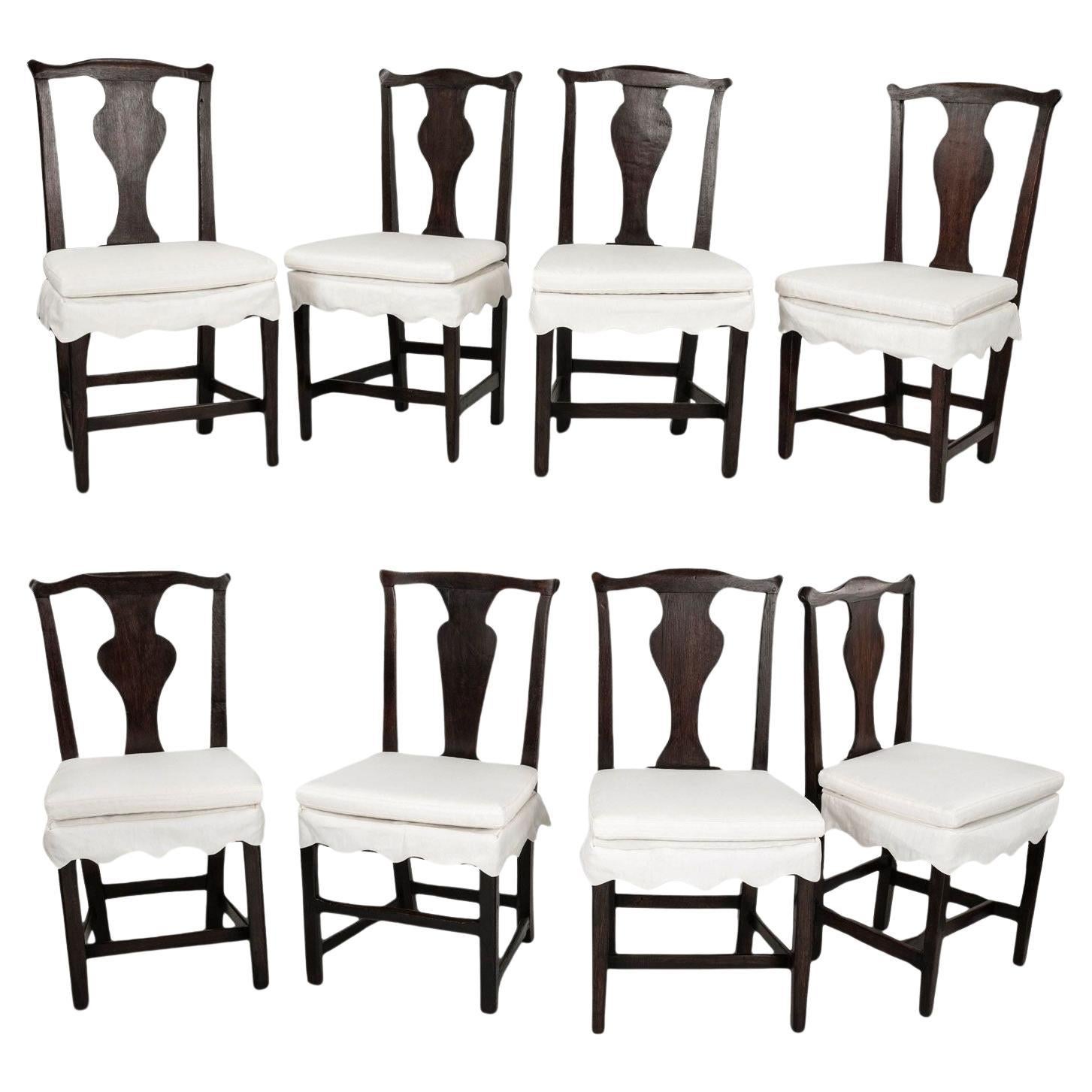 Collected Set of Eight Georgian Dining Chairs For Sale