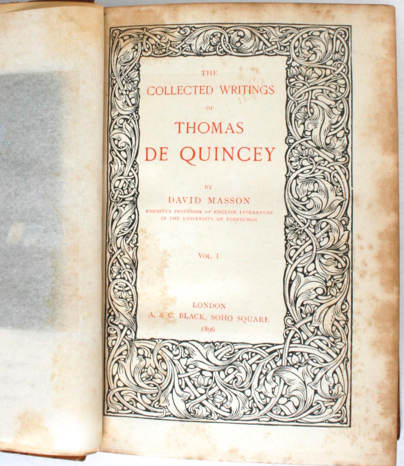 English Collected Writings of Thomas De Quincey in 14 Volumes, 1896