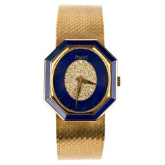 Collectible 18K Gold Piaget Lapis Lazuli and Diamond Watch (c.1970)