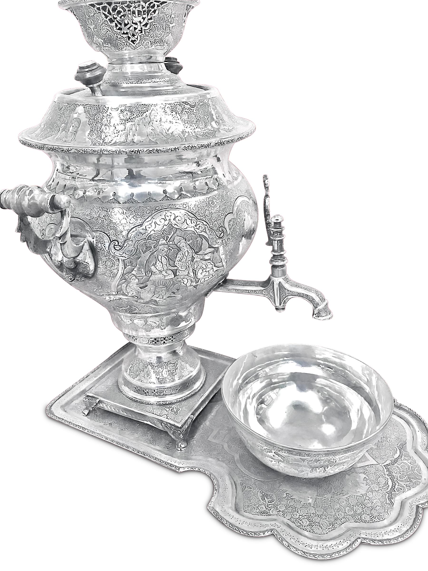 Collectible 1920s Silver Samavar from Iran Handcrafted &handCarved .Rare Piece 3