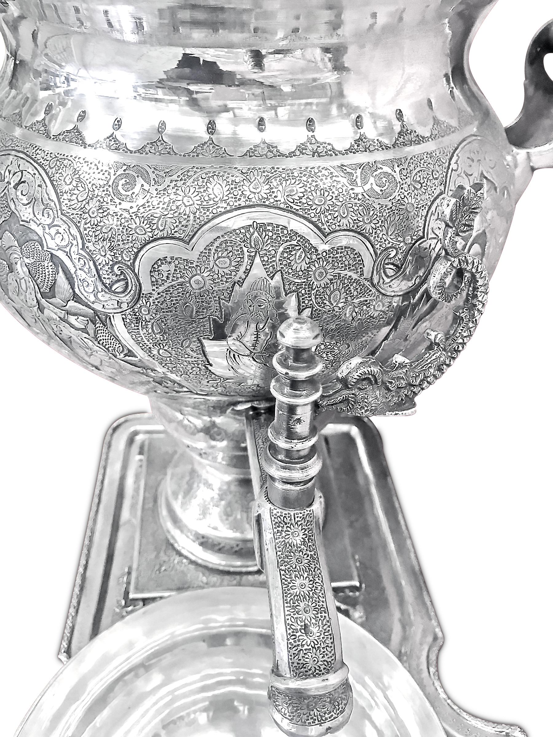 Collectible 1920s Silver Samavar from Iran Handcrafted &handCarved .Rare Piece 4