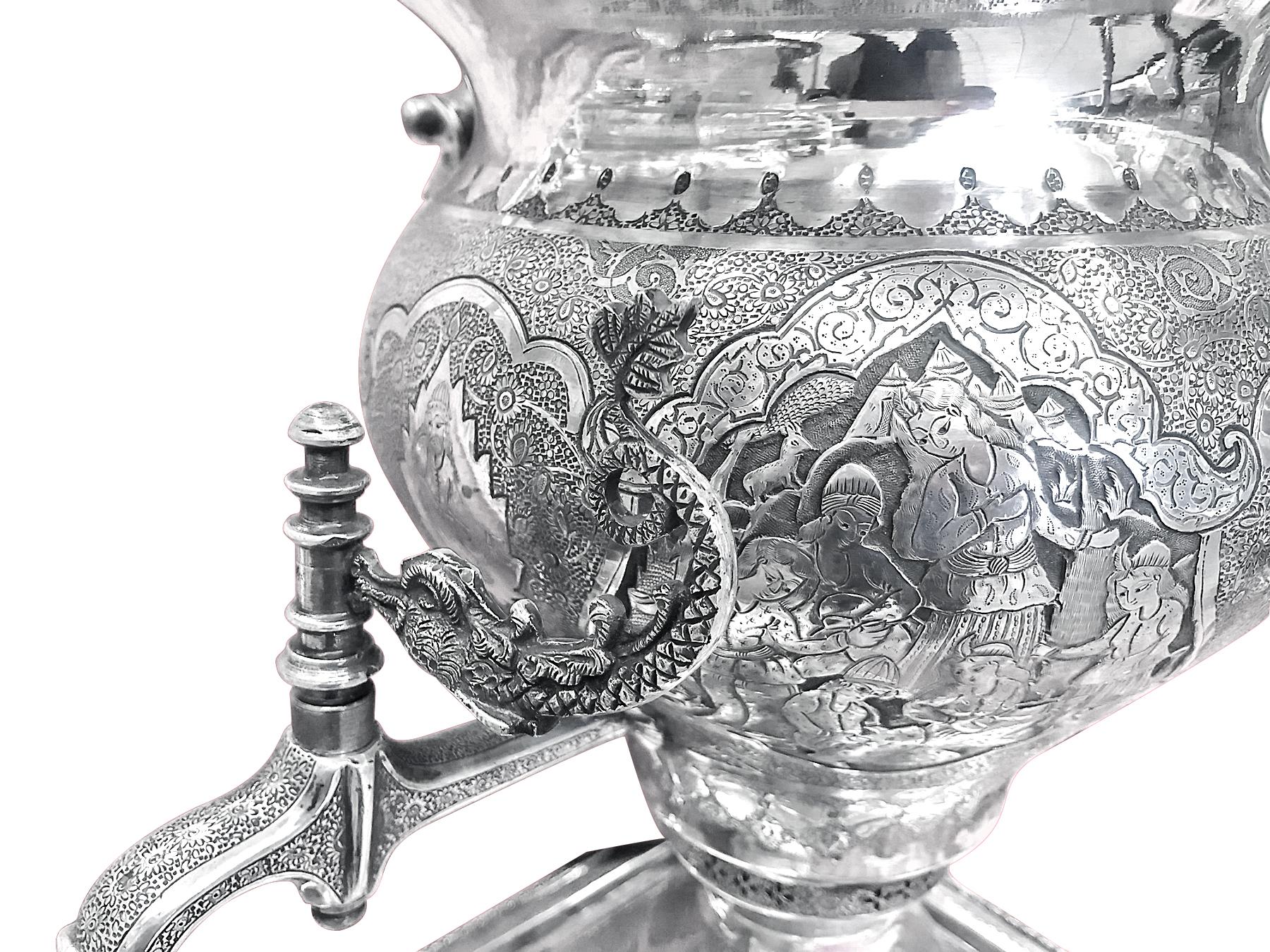 Collectible 1920s Silver Samavar from Iran Handcrafted &handCarved .Rare Piece 9