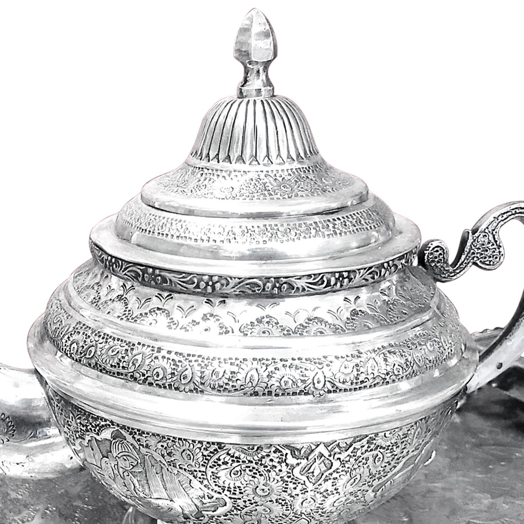 Collectible 1920s Silver Samavar from Iran Handcrafted &handCarved .Rare Piece 10