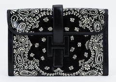 Collectible 1992 Hermès Black Box Jige Clutch Bandana Bag