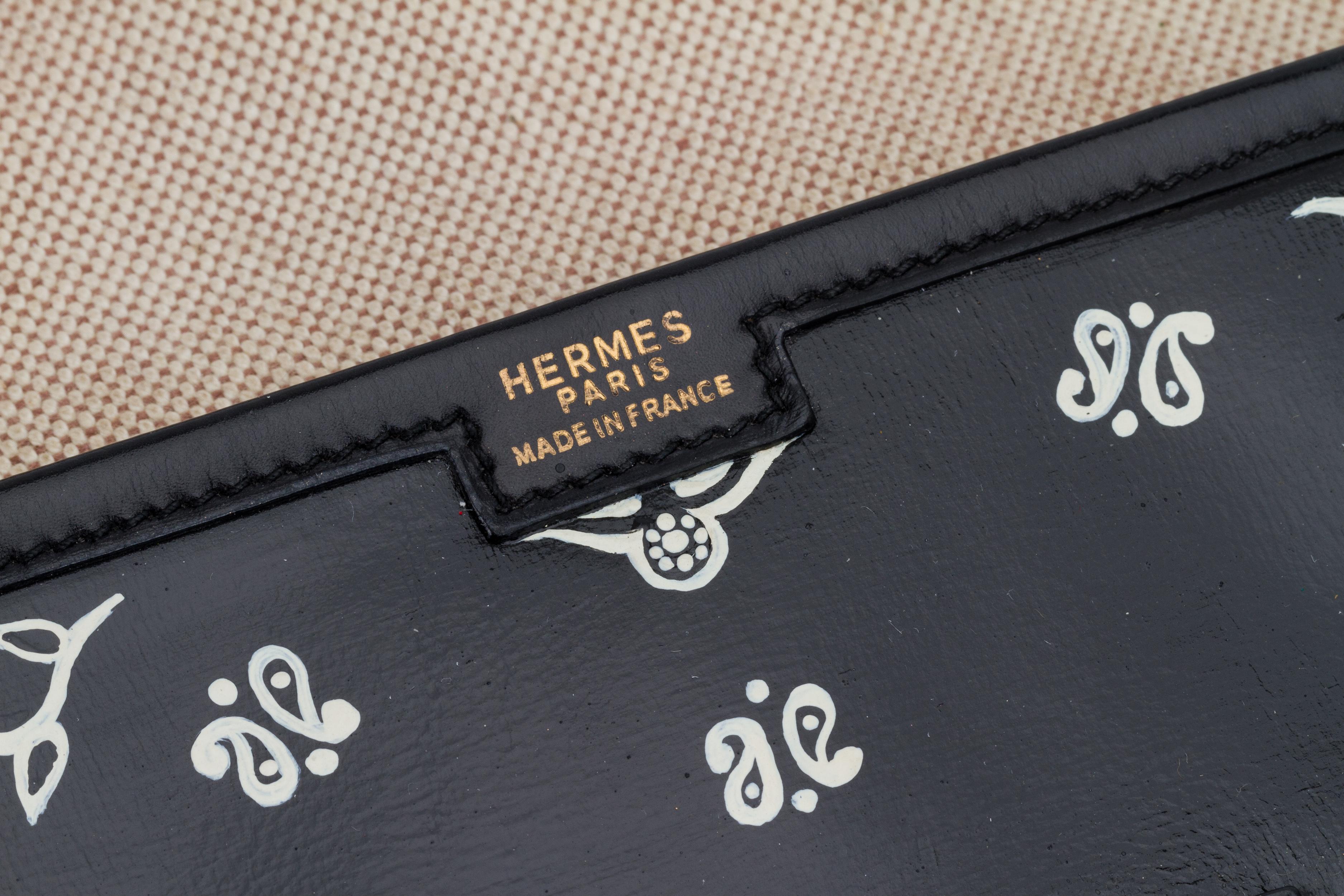 Sammlerstück 1992 Hermès Black Box Jige Clutch Bandana Bag im Angebot 3