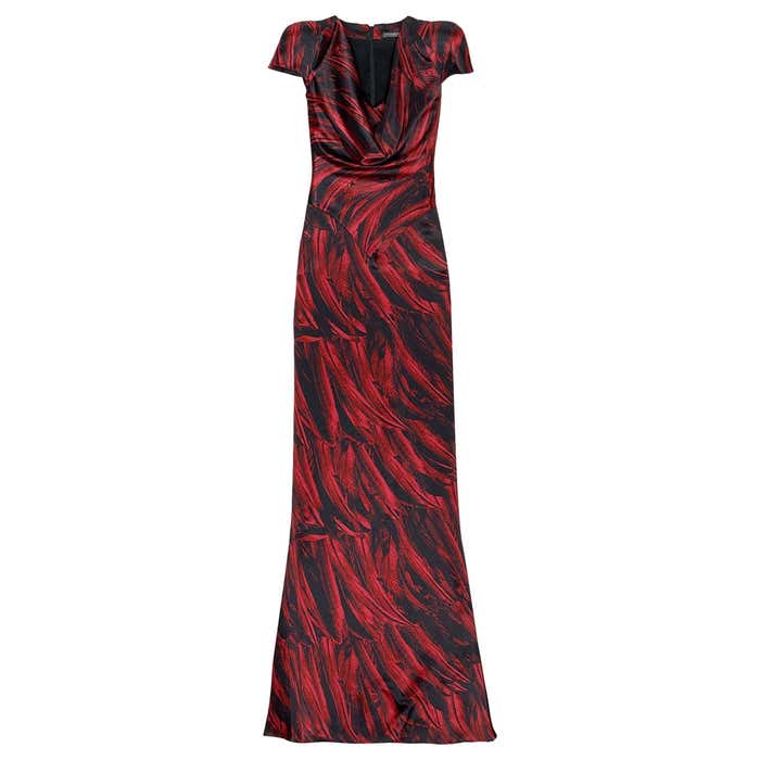 Collectible 2009 Alexander McQueen feather print silk gown at 1stDibs ...