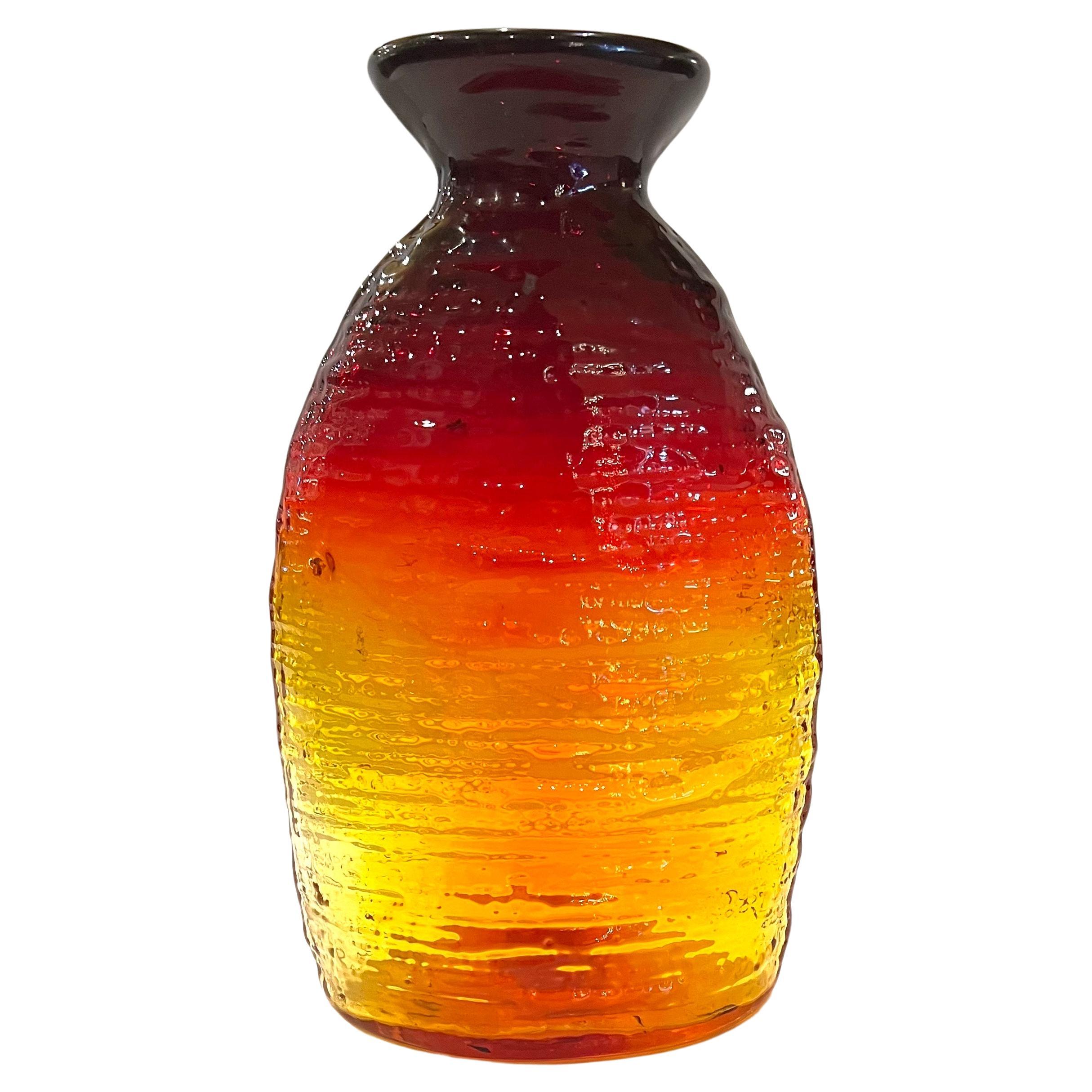  Sammlerstücke Strata-Vase aus Bernsteinglas 213SL von Blenko, signiert und datiert 2005
