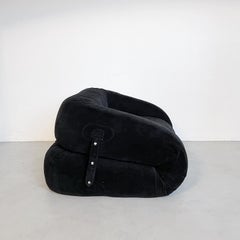 Collectible Anfibio Sofa Bed, black velvet lounge chair, Italian Space Age