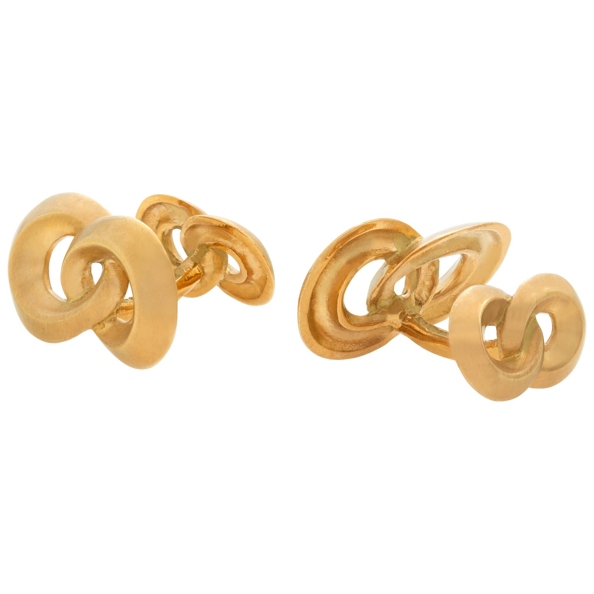 Collectible, Angela Cummings 1988, Double Knots 18k Yellow Gold Cufflinks In Excellent Condition For Sale In Surfside, FL