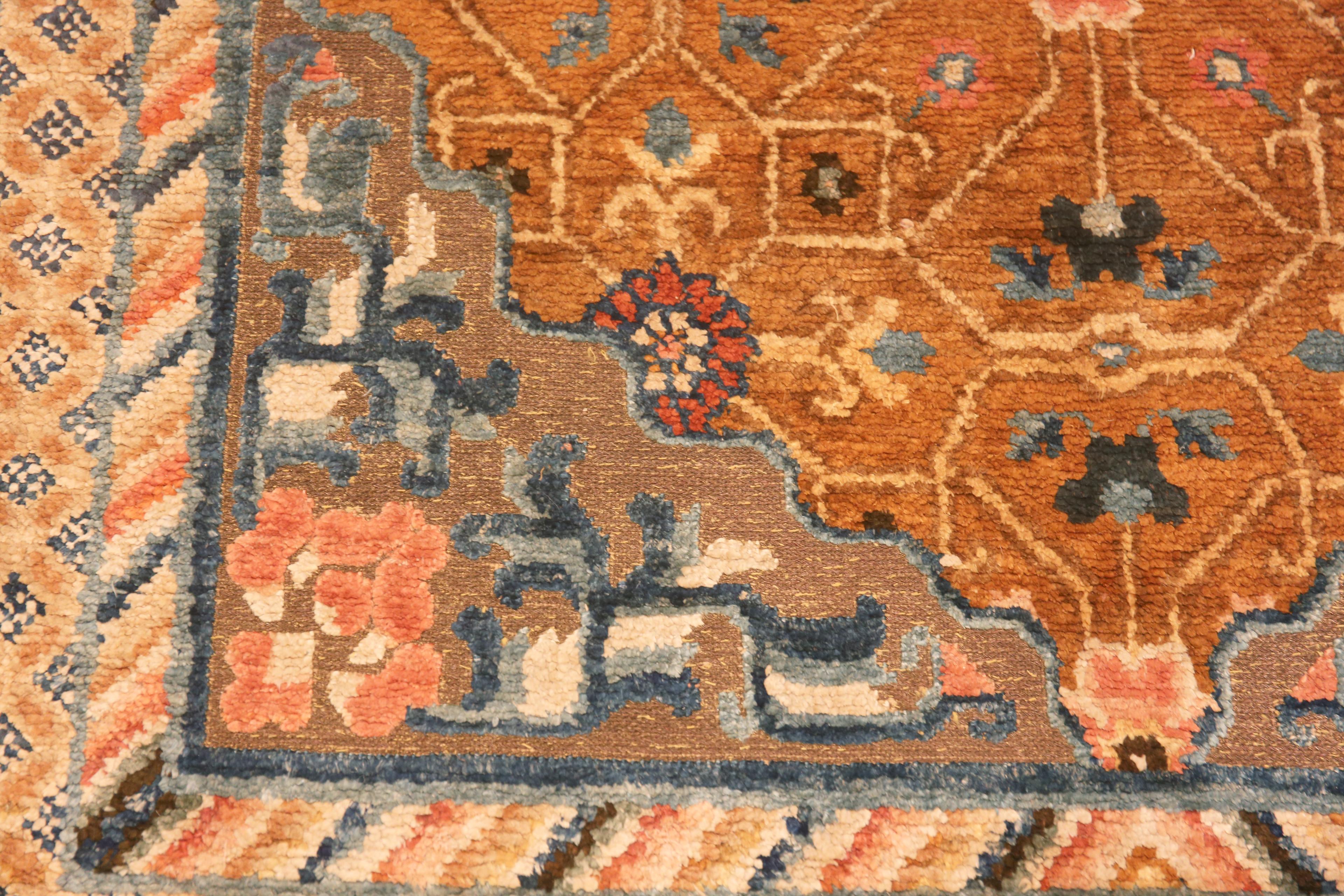 Collectible Antique Mid 19th Century Chinese Metallic and Silk Pile Rug 4' x 7' For Sale 5