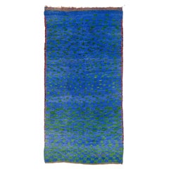 The Collective Antique Midcentury Blue Green Vintage Moroccan Wool Shag Area Rug