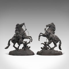 Collectible Antique Pair of Marly Horses French, Bronze, Equine, Statue, Coustou