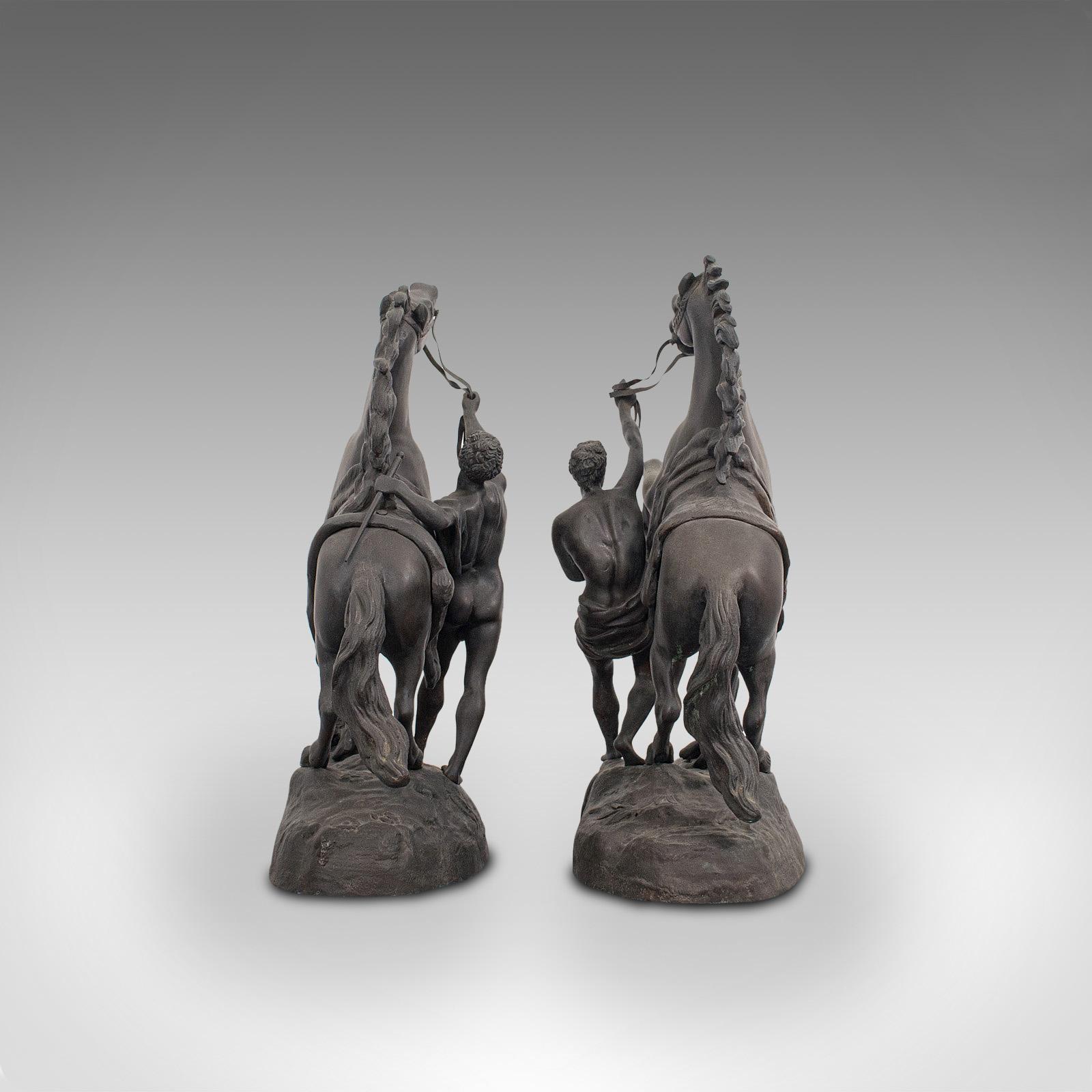 19th Century Collectible Antique Pair of Marly Horses French, Bronze, Equine, Statue, Coustou For Sale