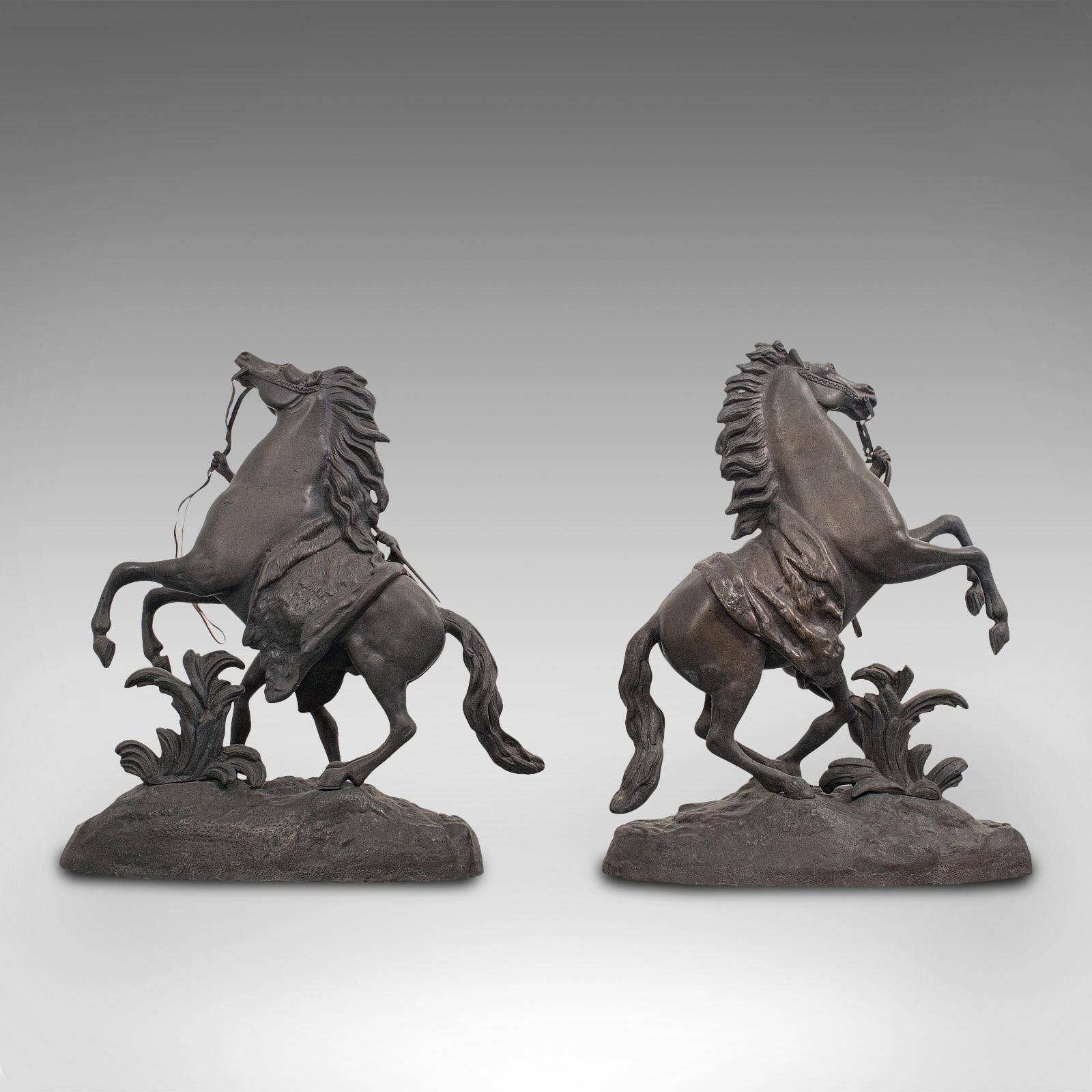 Collectible Antique Pair of Marly Horses French, Bronze, Equine, Statue, Coustou For Sale 1