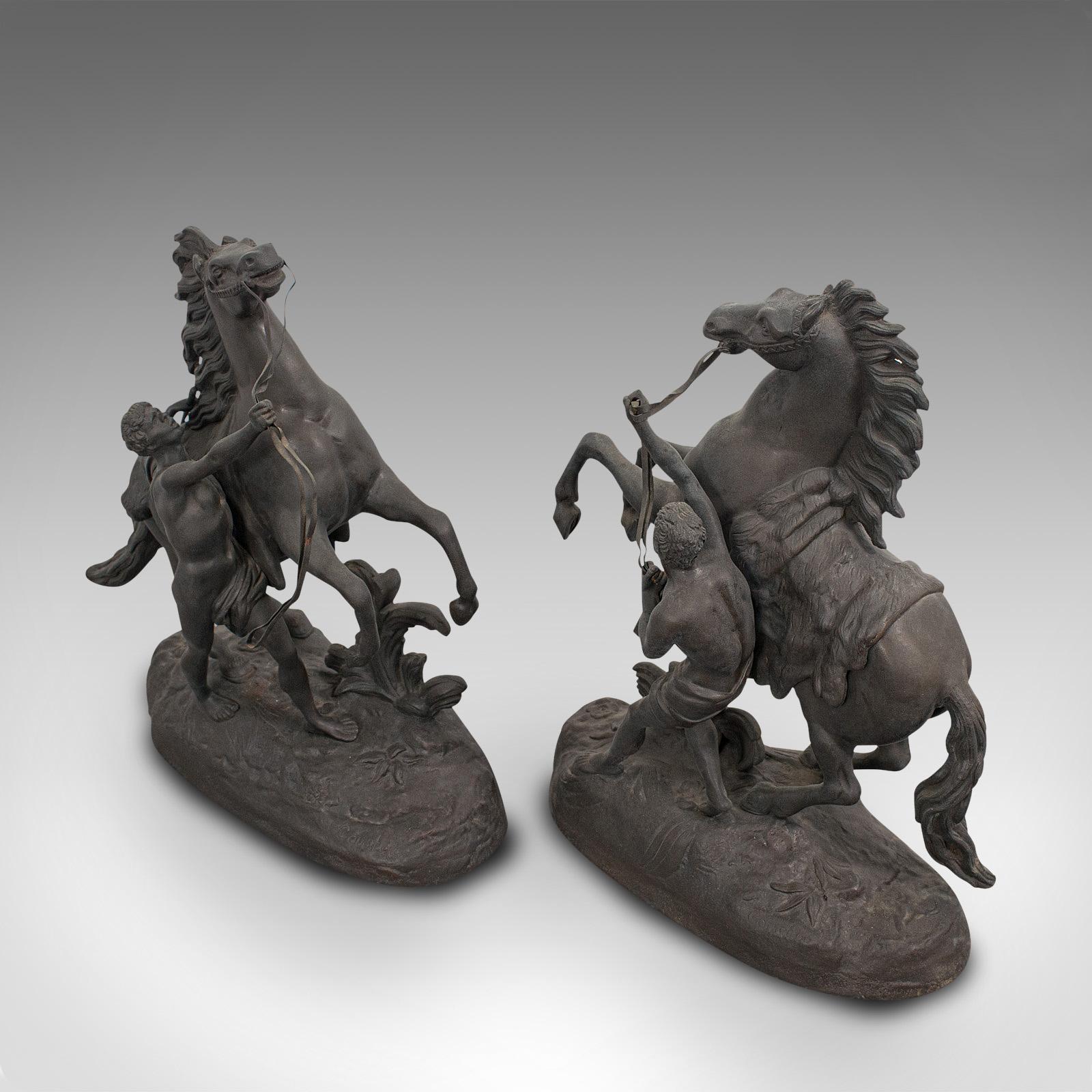 Collectible Antique Pair of Marly Horses French, Bronze, Equine, Statue, Coustou For Sale 2