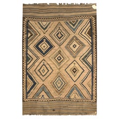 Tapis Kilim Kilims en laine à motifs géométriques avec diamants, pièce de collection