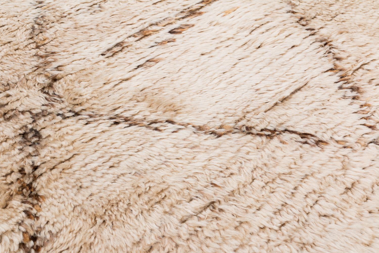Collectible Antique Vintage Authentic Beni Ourain White Moroccan Shag Area Rug For Sale 3