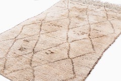 Collectible Antique Vintage Authentic Beni Ourain White Moroccan Shag Area Rug